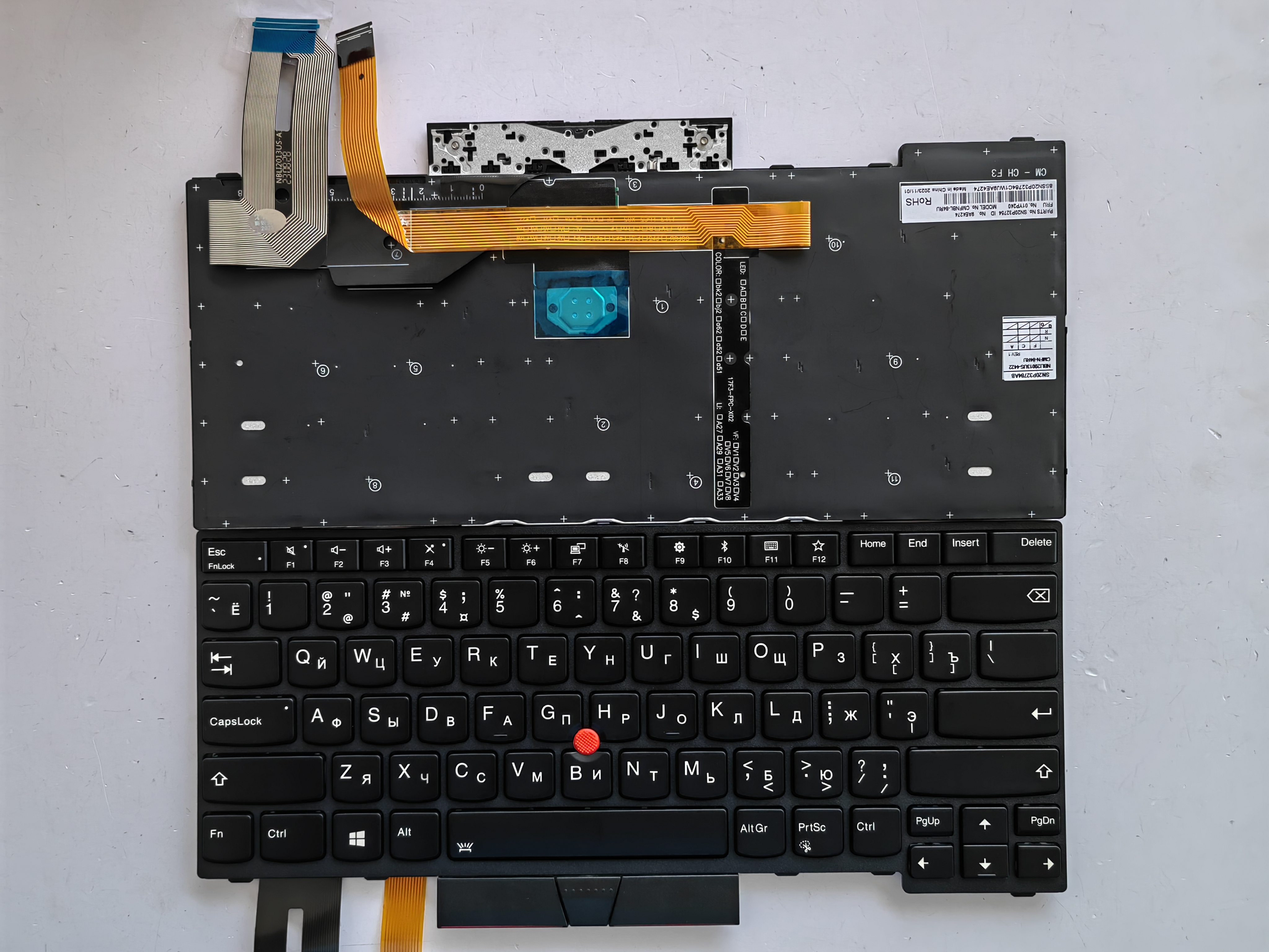 Picture of New Replacement Laptop Keyboard For IBM E480/T490/E490/T480S/L480/L380/R480/L390/E495 BLACK FRAME BLACK With Point Backlit (OEM) RU Layout